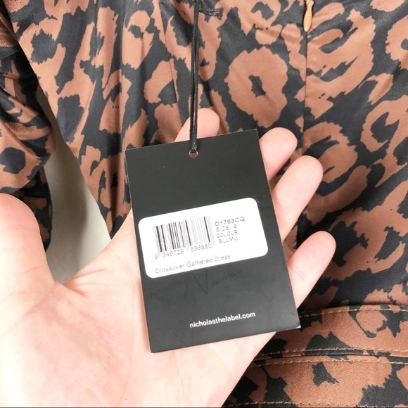 Nicholas Gathered Ruched Belted Leopard Print Mini Dress Brown Cocktail Party - Picture 8 of 9